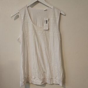 Chico's White Textured Scoop Neck Tank